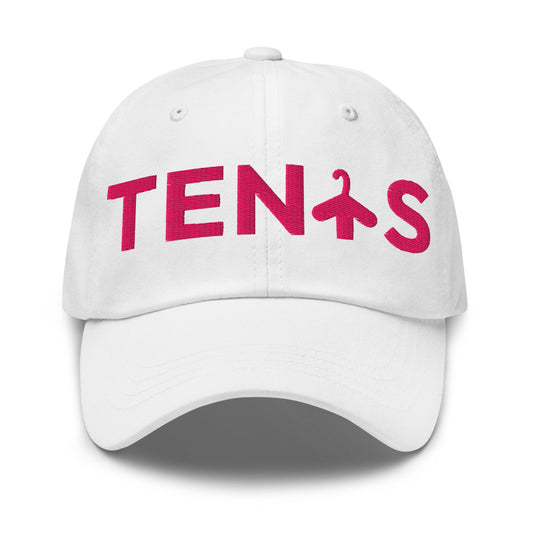 Gorra Tenis Club · diseño A · blanca con bordado rosa