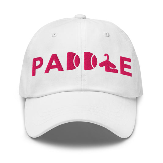 Gorra Pádel Club · diseño A · blanca con bordado rosa