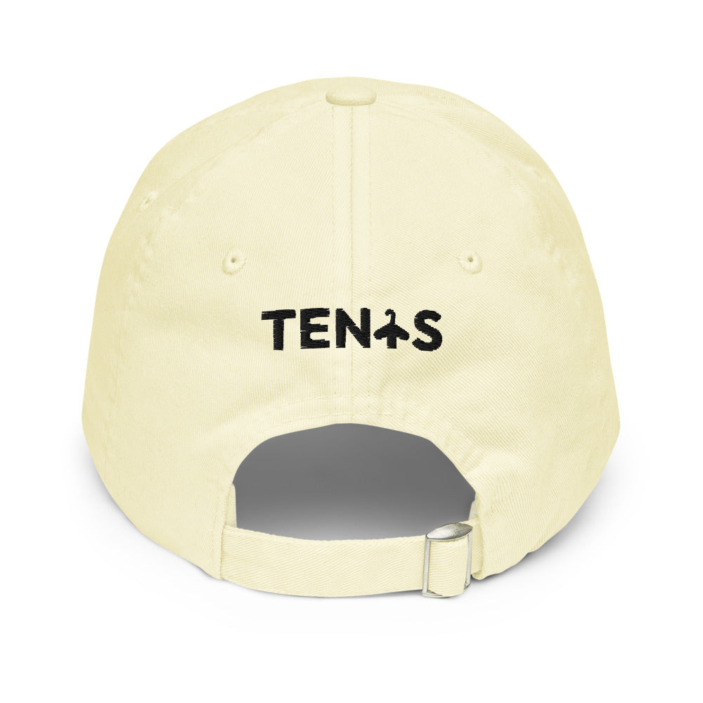 Gorra Tenis Club · diseño B · amarilla con bordado negro