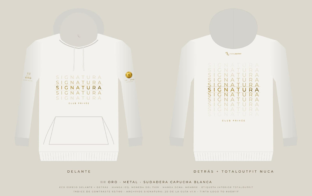 SIGNATURA III · Oro – Sudadera Capucha Eco Espejo
