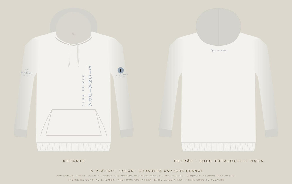 SIGNATURA IV · Platino – Sudadera Capucha Columna Vertical