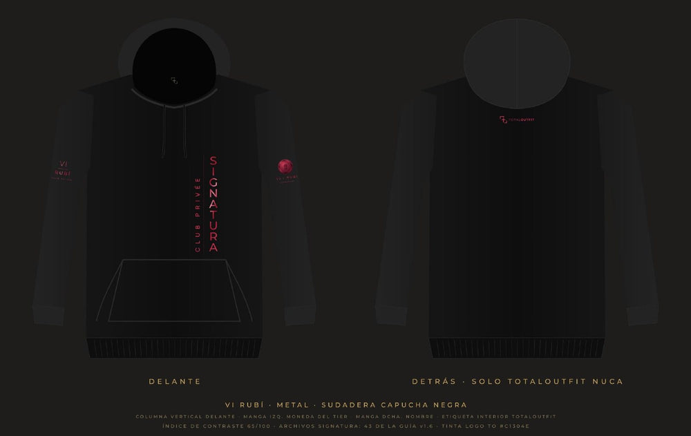 SIGNATURA VI · Rubí – Sudadera Capucha Columna Vertical