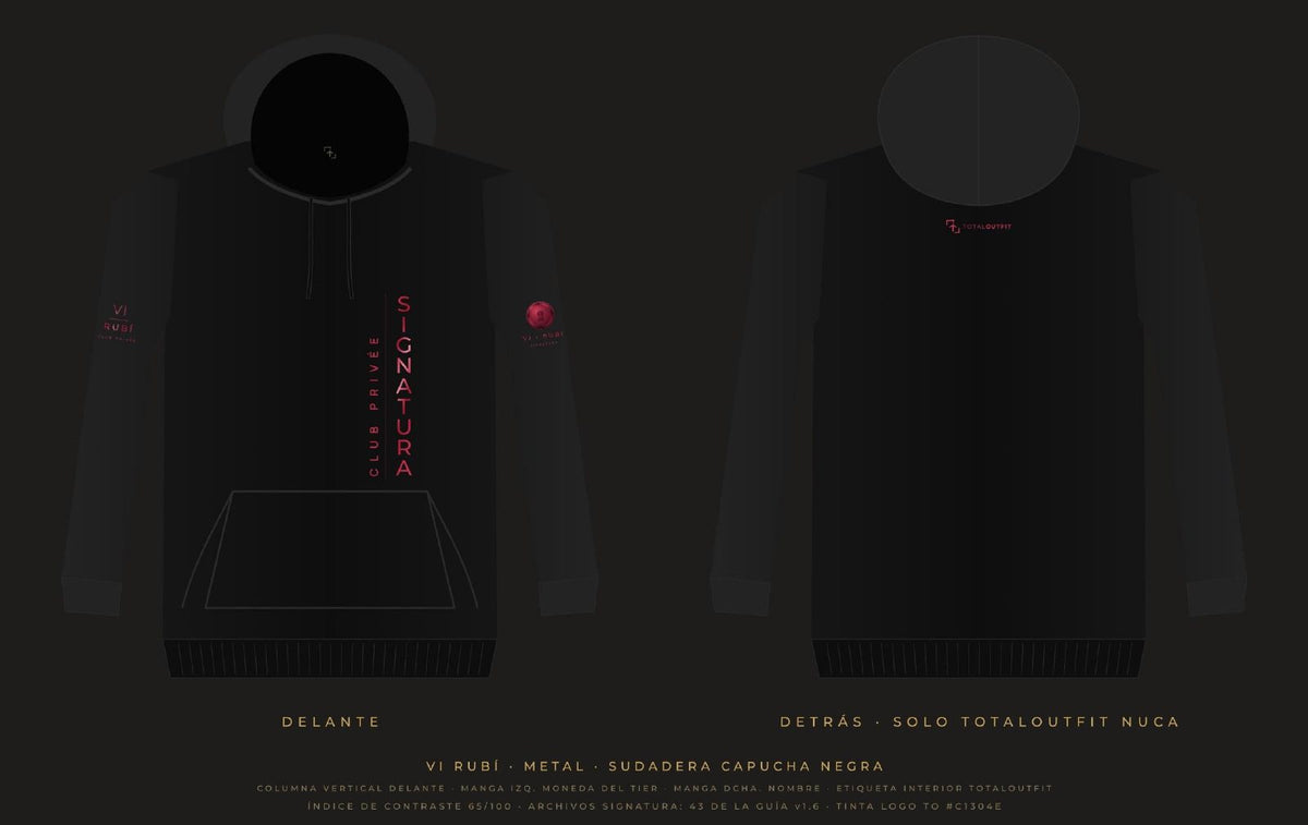 SIGNATURA VI · Rubí – Sudadera Capucha Columna Vertical