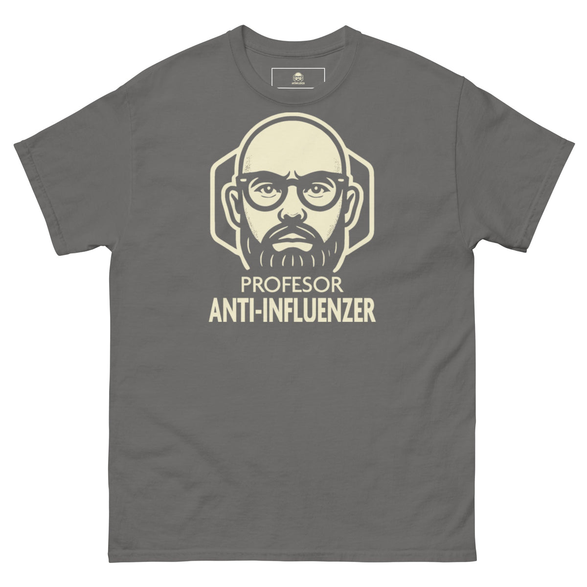Camiseta Básica Profesor Anti-Influenzer Logo Pecho Unisex