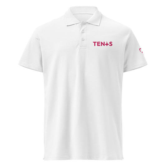 Polo Tenis Club · diseño A · blanca con bordado rosa