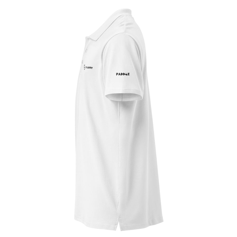 Polo Pádel Club · diseño B · blanca con bordado negro · manga