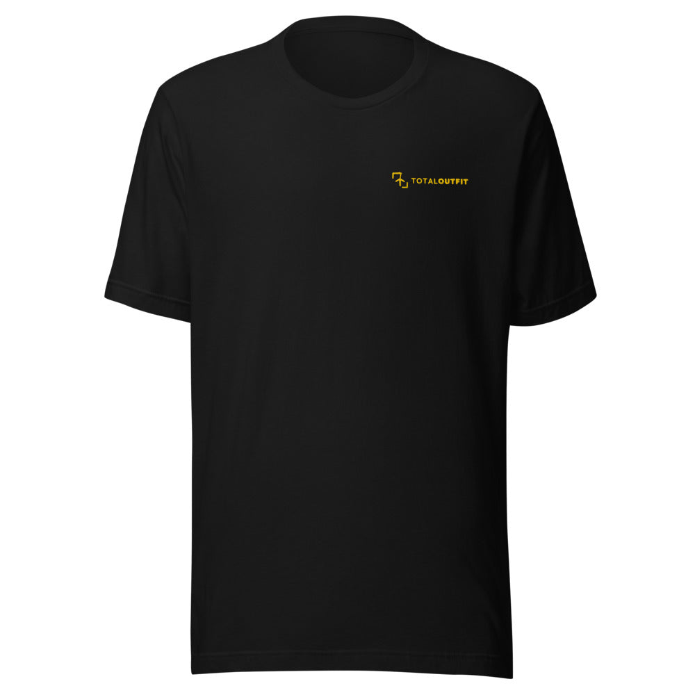 Camiseta Golf Club · diseño B · prenda negra, hilo amarillo