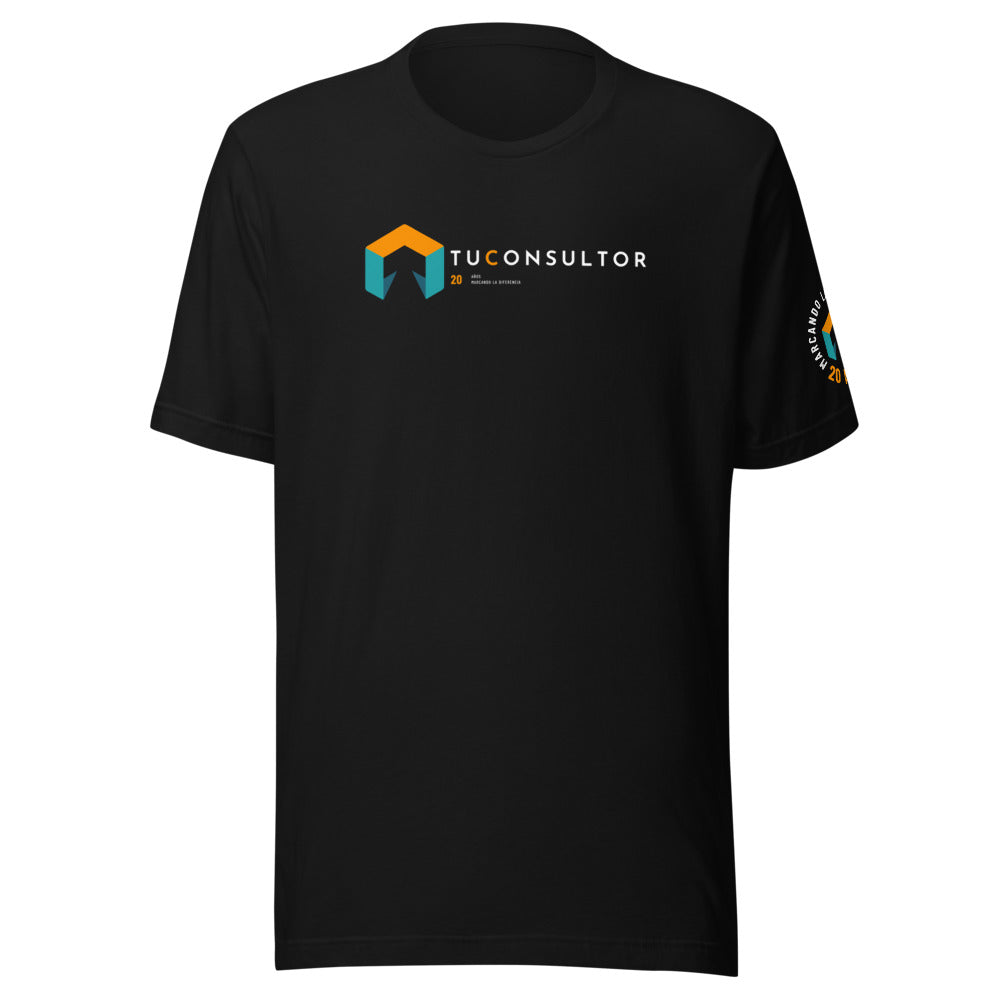 Camiseta TuConsultor 20 Aniversario logo horizontal · negra