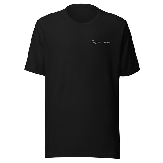 Camiseta TotalOutfit negra · logo bordado en hilo gris