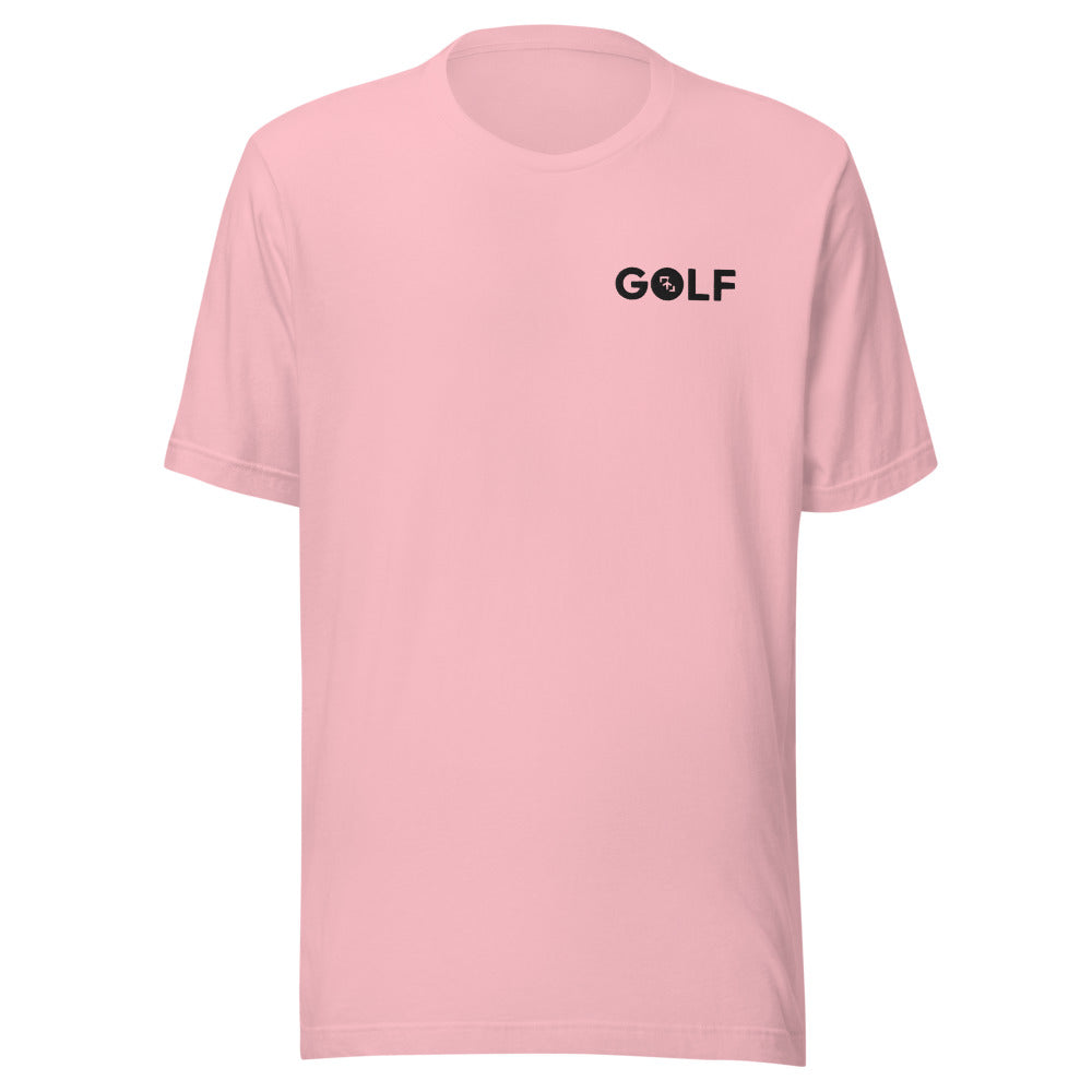 Camiseta Golf Club · diseño A · prenda rosa, hilo negro