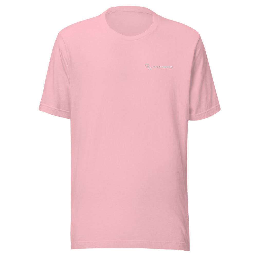 Camiseta Pádel Club · diseño B · rosa con bordado blanco