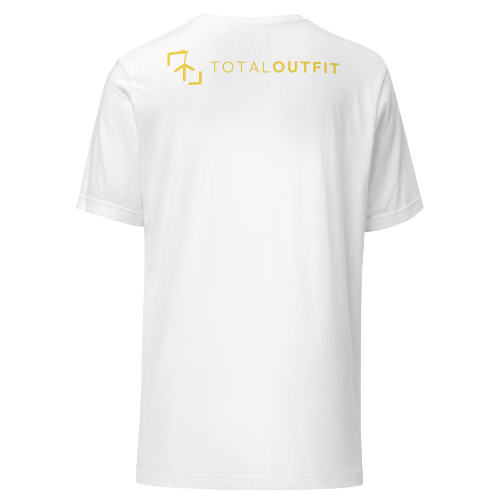 Camiseta Tenis Club · diseño A · blanca con bordado amarillo · espalda