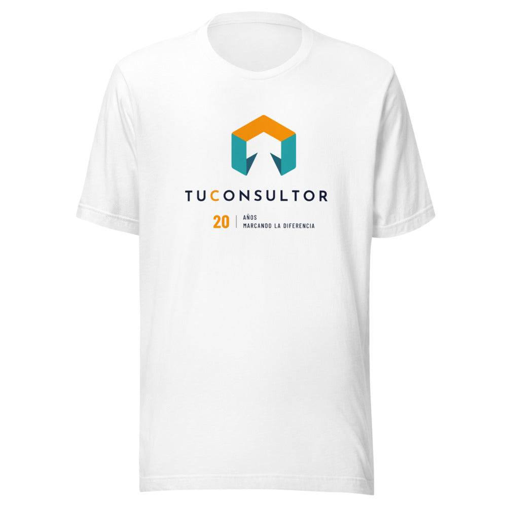 Camiseta TuConsultor 20 Aniversario Logo · blanca