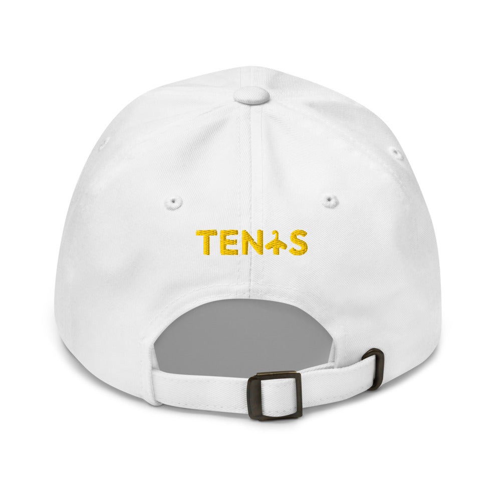 Gorra Tenis Club · diseño B · blanca con bordado amarillo · detrás