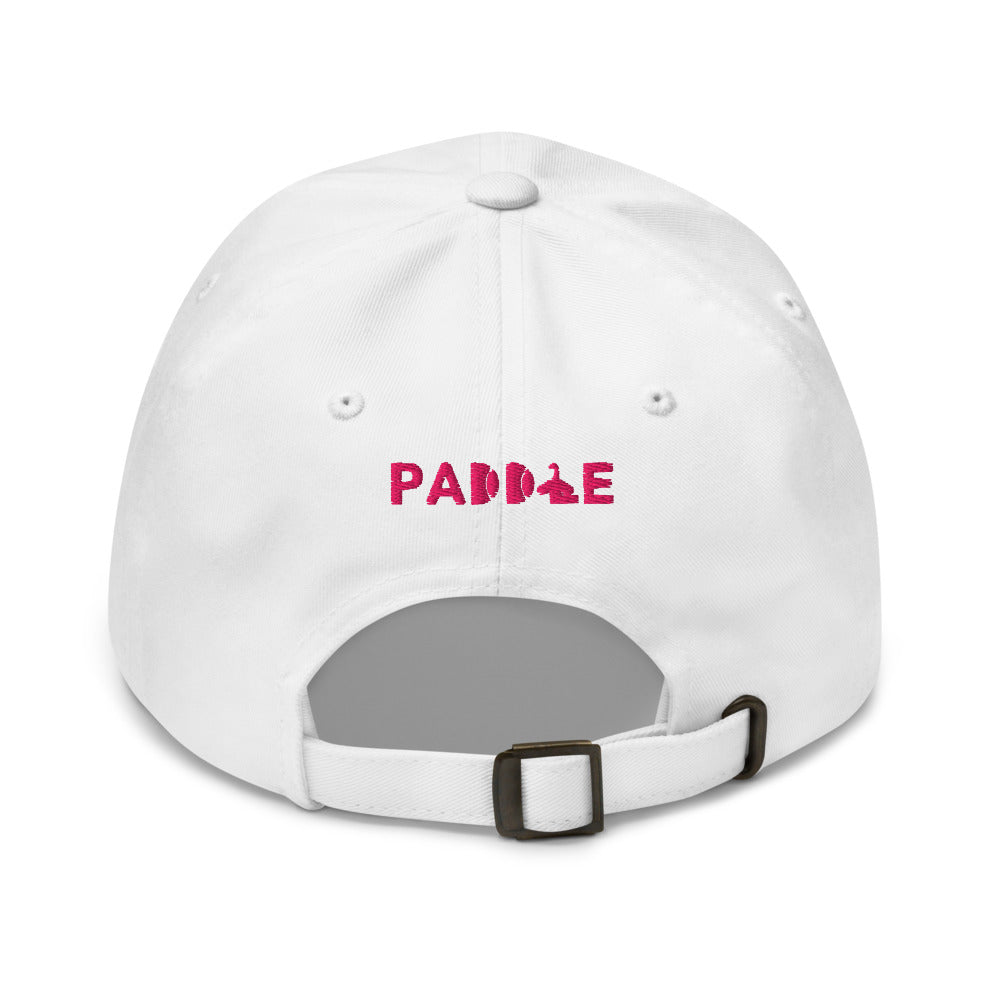 Gorra Pádel Club · diseño B · blanca con bordado rosa · detrás