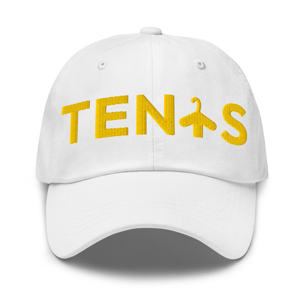Gorra Tenis Club · diseño A · blanca con bordado amarillo