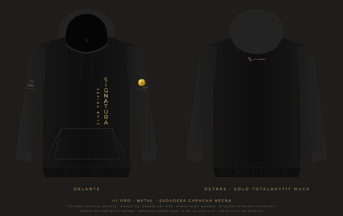 SIGNATURA III · Oro – Sudadera Capucha Columna Vertical