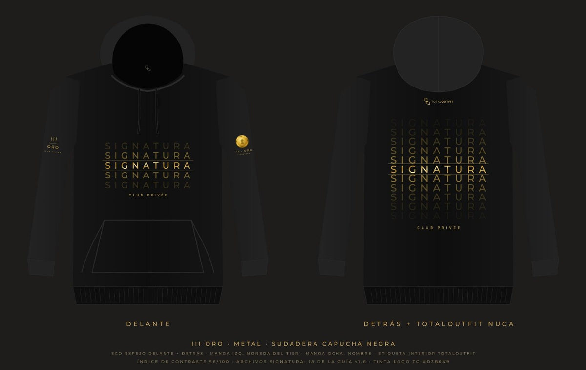 SIGNATURA III · Oro – Sudadera Capucha Eco Espejo