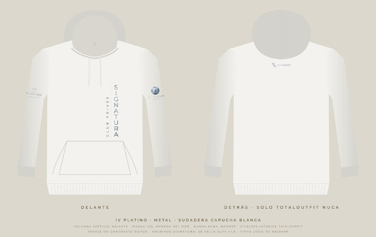 SIGNATURA IV · Platino – Sudadera Capucha Columna Vertical
