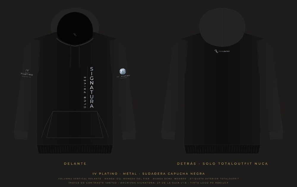 SIGNATURA IV · Platino – Sudadera Capucha Columna Vertical