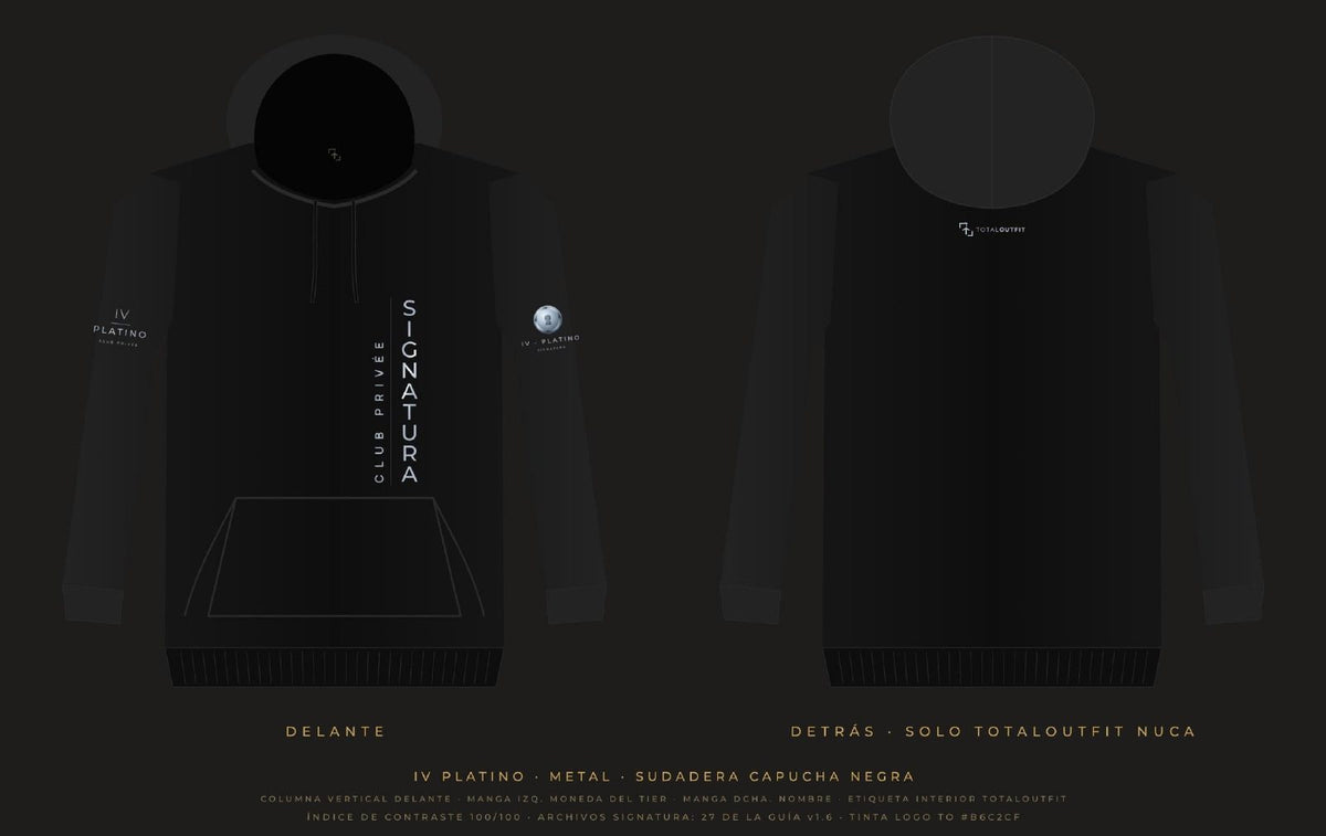 SIGNATURA IV · Platino – Sudadera Capucha Columna Vertical