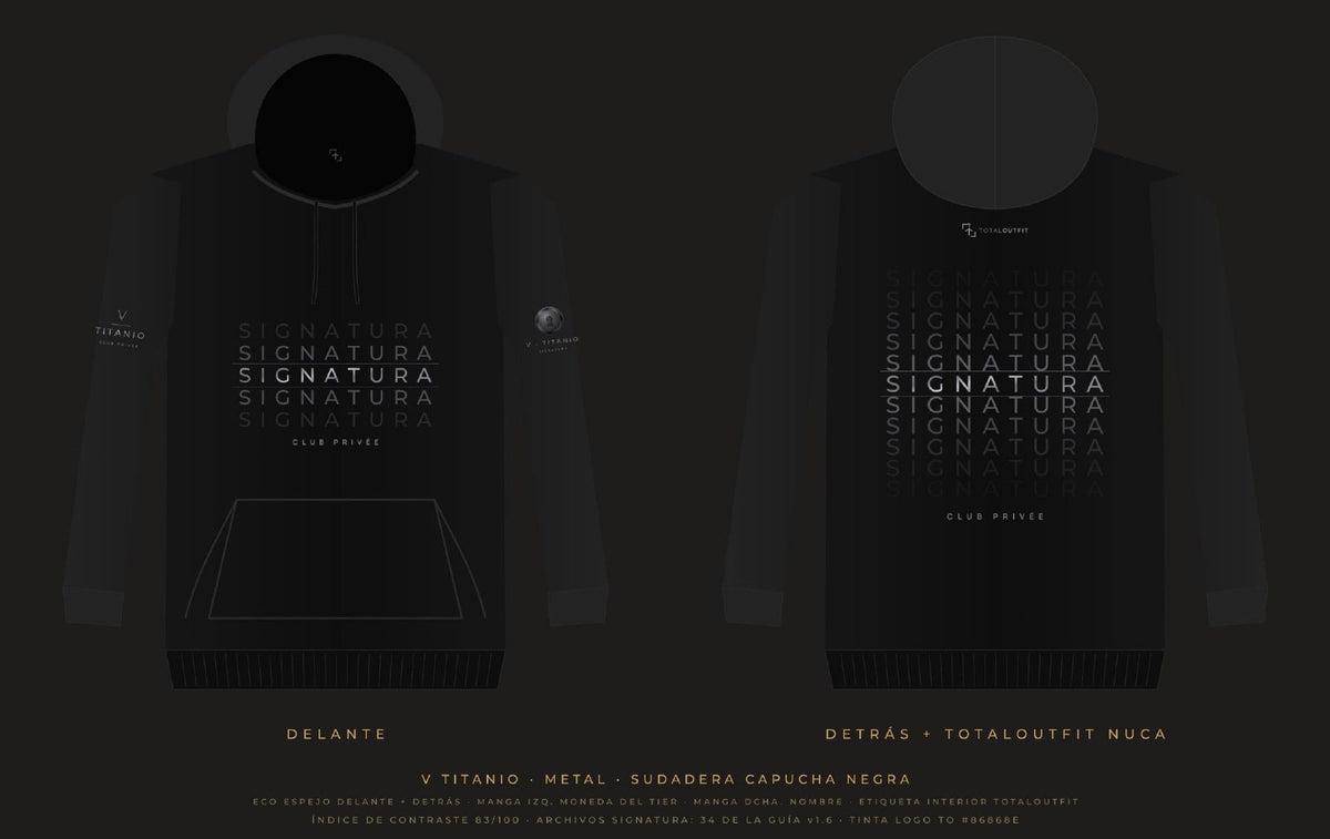 SIGNATURA V · Titanio – Sudadera Capucha Eco Espejo