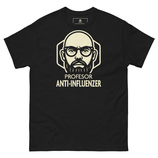 Camiseta Básica Profesor Anti-Influenzer Logo Pecho Unisex