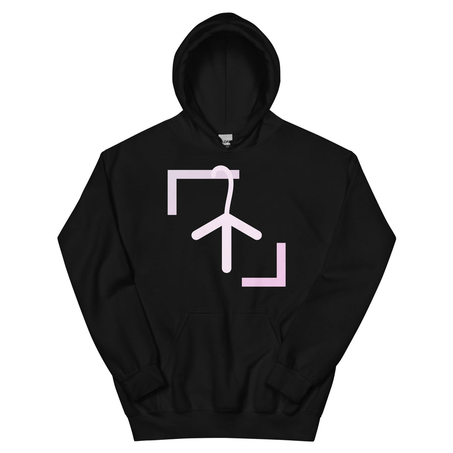 Sudadera LaPercha Icono XL – Negra con percha rosa