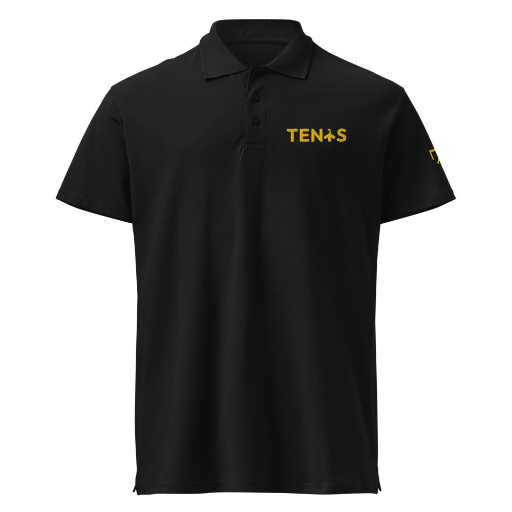 Polo Tenis Club · diseño A · negra con bordado amarillo