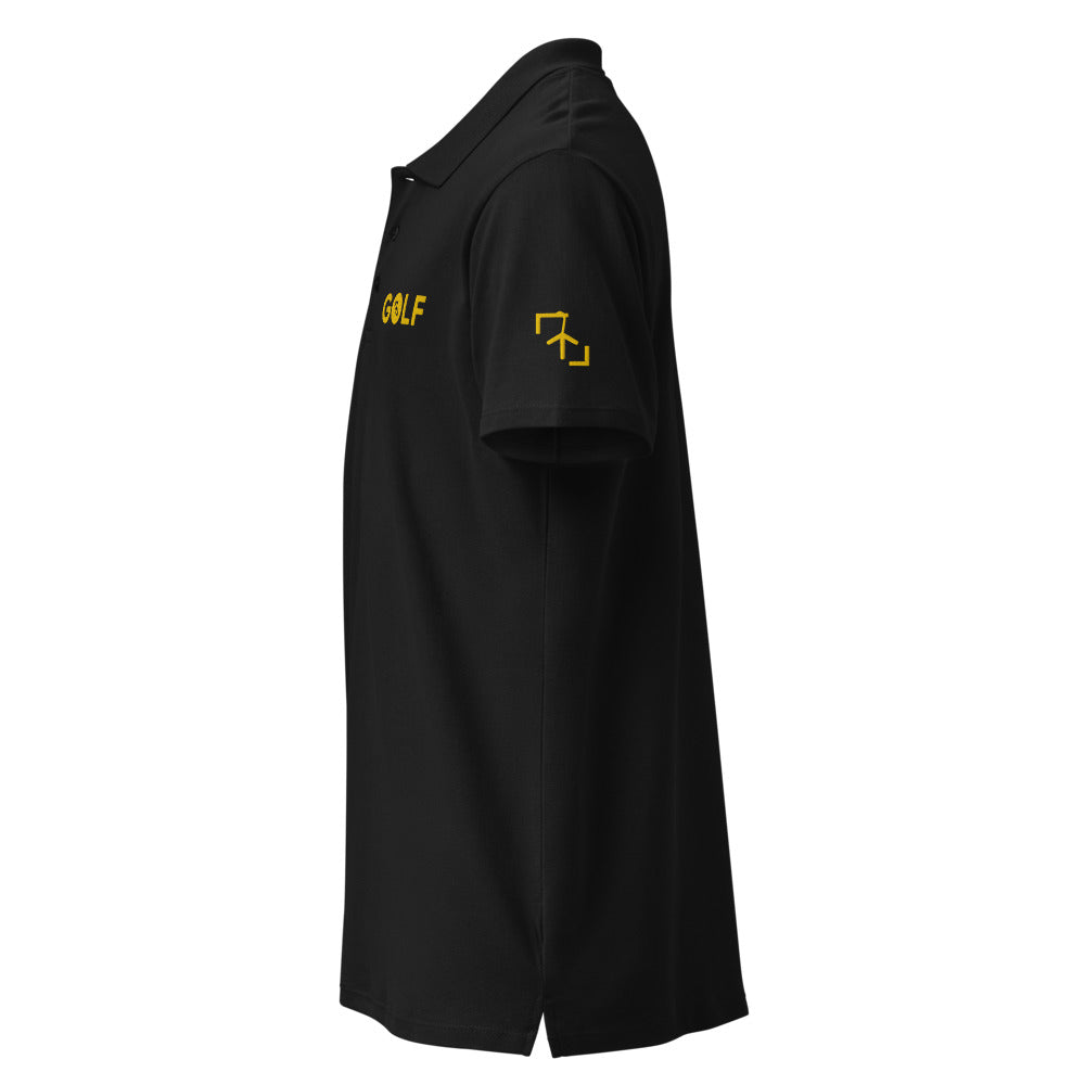 Polo Golf Club · diseño A · negra con bordado amarillo · manga