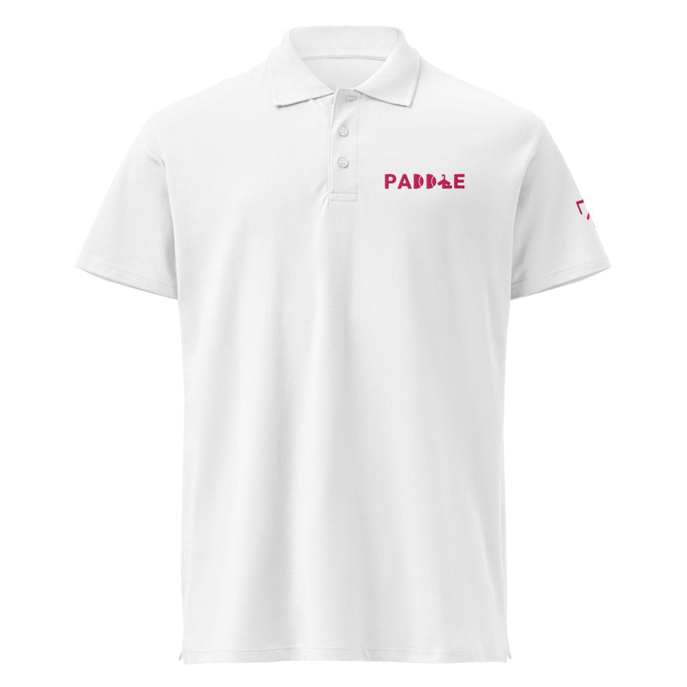 Polo Pádel Club · diseño A · blanca con bordado rosa