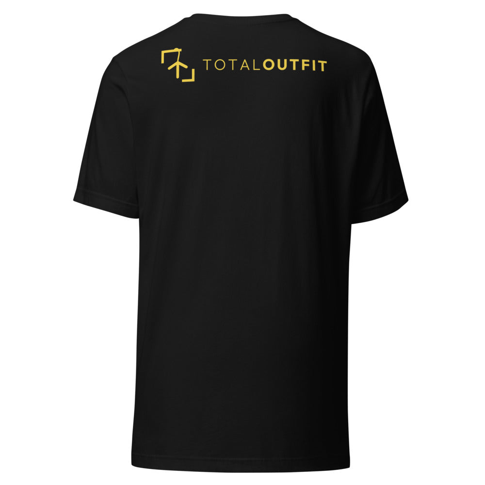 Camiseta Golf Club · diseño A · prenda negra, hilo amarillo (espalda)