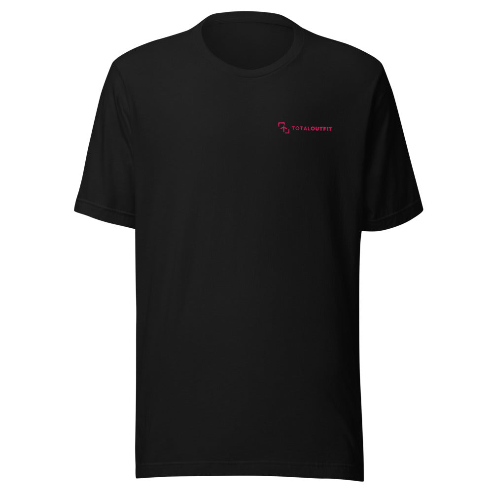 Camiseta Pádel Club · diseño B · negra con bordado rosa